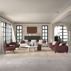 💎BEIGE MAROON BOUCLE FABRIC SECTIONAL SOFA CHAISE LOUNGE SECCIONAL SILLON💎