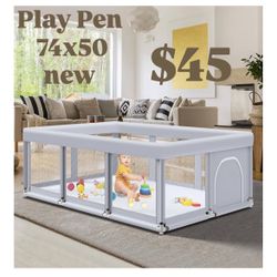 74" ×50" Large Baby Playpen, Baby Playard for Babies and Toddlers, Baby Fence Play Pens for Indoor & Outdoor, Sturdy Safety Play Yard with Soft Breath