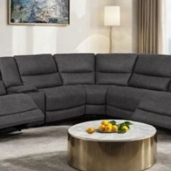 Brand New Grey Super Plush Power Reclining Sectional Sofa 