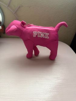 PINK Dog Shaped Pink Nylon Folder Shopping Bag with Zipper Closure
