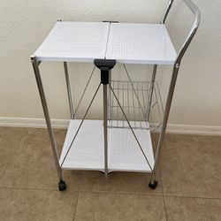 Super Nice/Multi Use, 2 Tier, White Metal, Rolling Cart