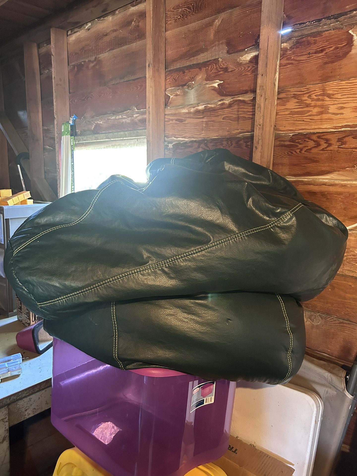 2 Dark Green Bean Bag Chairs