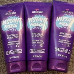 Aussie Instant Freeze Sculpting Gel Maximum Hold - 7 oz Lot Of 3