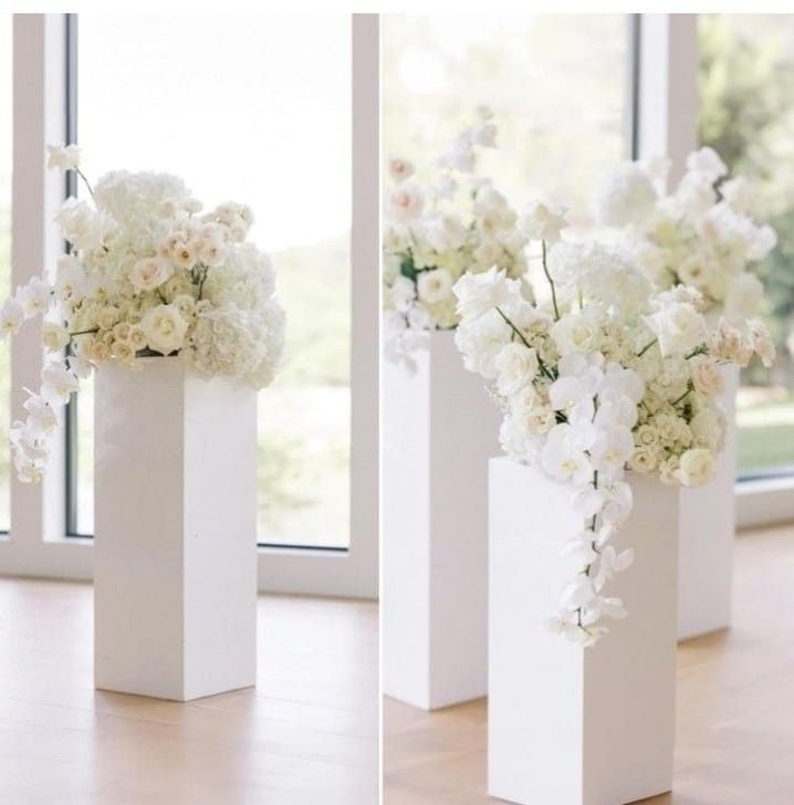 3 PCS SQUARE WHITE PEDESTAL STANDS