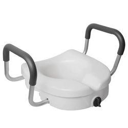  New Raised Toilet Seat with Removable or Adjustable Handles, Plastic Raised 
