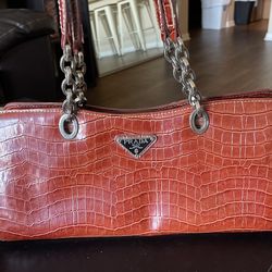 Prada Croc Embossed shoulder bag