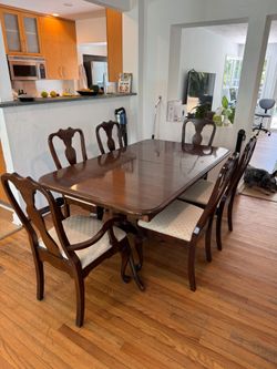 Large, Solid Wood, Extendable Dining Table and Chairs