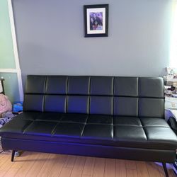 Convertible Leather Futon Couch (Sleeper Sofa)