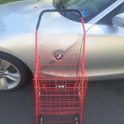 RED PORTABLE FOLDAWAY CARRYING BASKET 