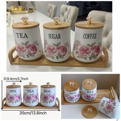 Set of 3 Vintage-Style Ceramic Jars with Lids