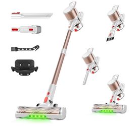 Cordless Stick Vacuum Cleaner with Anti-Tangle Brush & LED Lights | Lightweight, Powerful & Easy to Use