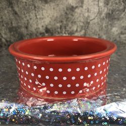 Whisker City Ceramic Cat Bowl, Red with white Polka Dots 5 inches