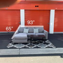 Gray Sectional Sofa With Reversible Chaise 