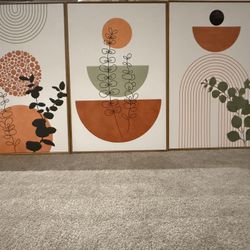 Wall Art Set Of 3 Frames Canvas 
