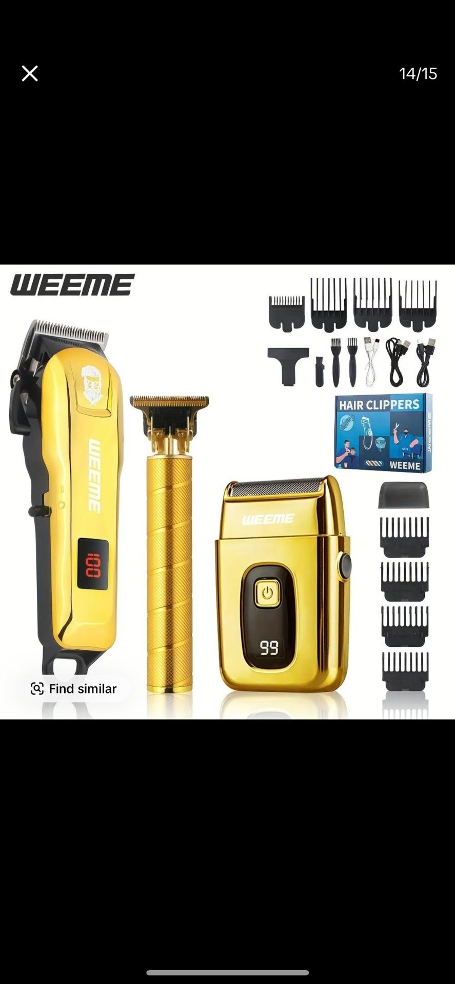 3-Piece Professional Blonde Hair Clipper & Trimmer Kit for Men - USB-Rechargeable Barber Set Featuring LCD Display, Adjustable Blade Hair Clippers, an