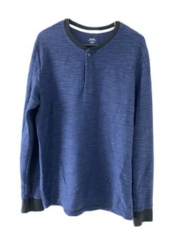 Old Navy Men’s Blue Long Sleeve Henley Sweater Size Medium Garment Dyed