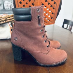 (New) Timberland Tillston 6-inch Boot Burgundy Nubuck Womens Size 9.5 Defender Pump Heel