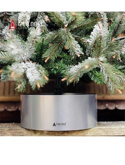 Christmas Tree Stand for 10ft Artificial Trees Christmas Base Holder fits Big Fake Tree Stable for Xmas Tree Tube (Silver)