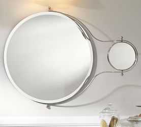 NEW IN BOX POTTERY BARN SOLAR PIVOT MIRROR WITH MAGNIFICATION EXTENSION