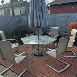 Outdoor Table Chairs And Umbrella 