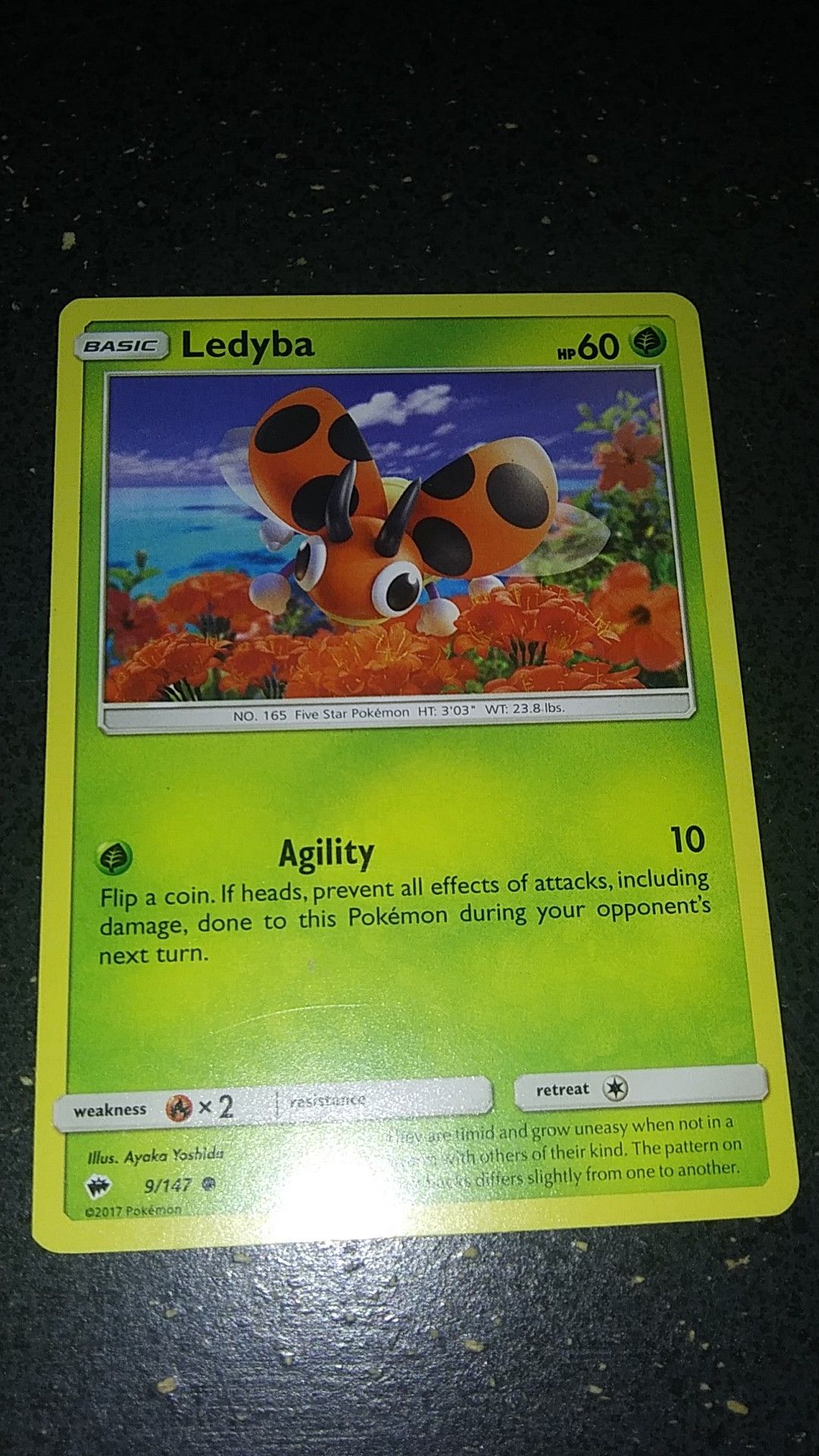 Is a Ledyba Pokemon card.