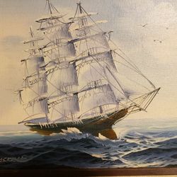 Painting Clipper Ship Signed
