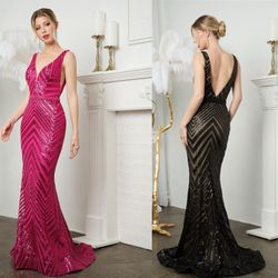 New With Tags Pink Sequin & Glitter Long Formal Dress & Prom Dress $220