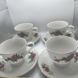 Vintage Tientsin Porcelain China Teacup Tea Cup & Saucer Pink Roses