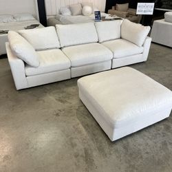 Modern Sofa Sectional Chaise Couch with Reversible Ottoman