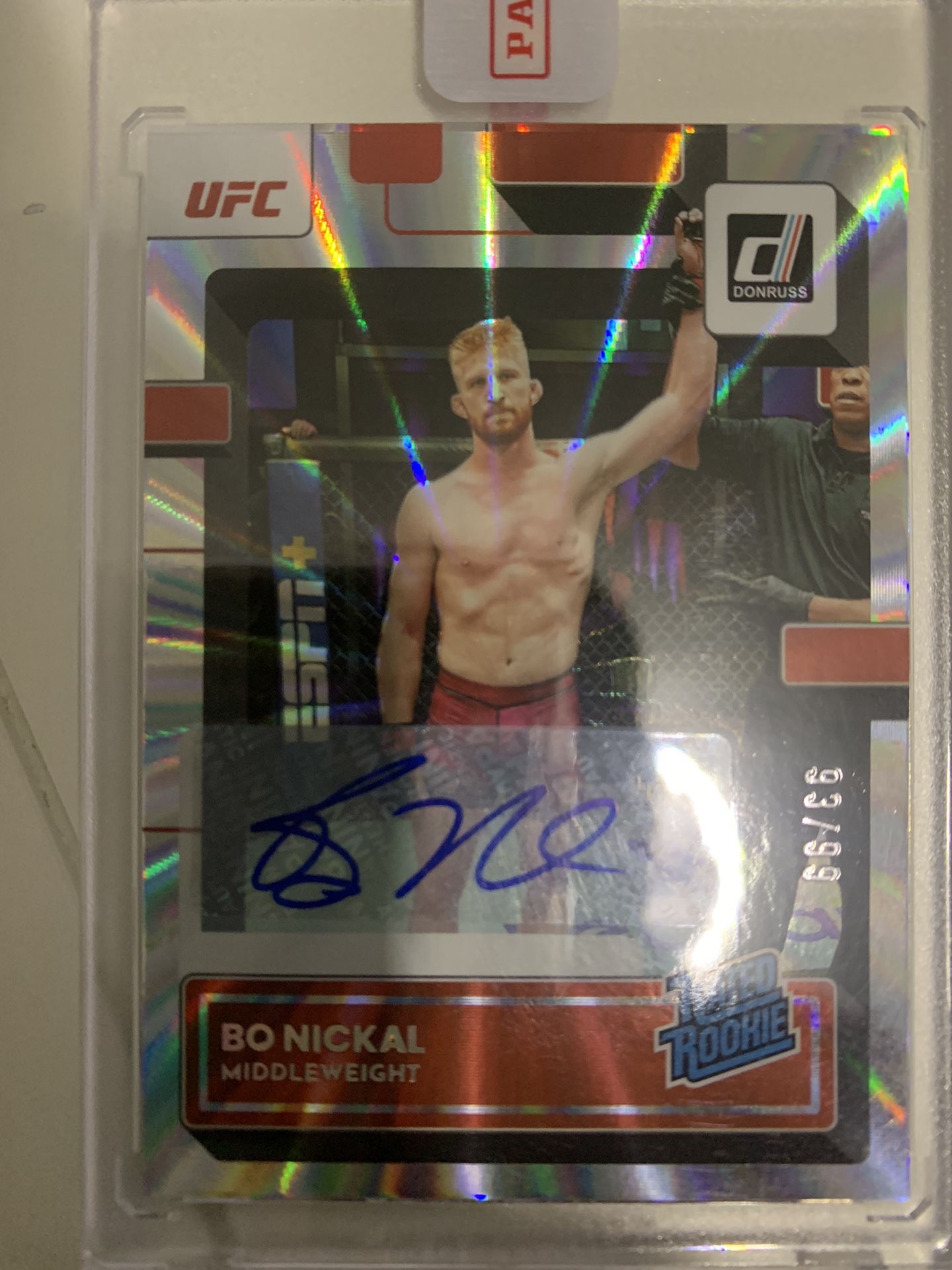 2023 Donruss Donruss Rated Rookies Signatures Holo Laser Bo Nickal Middleweight MW #203(93/ 99