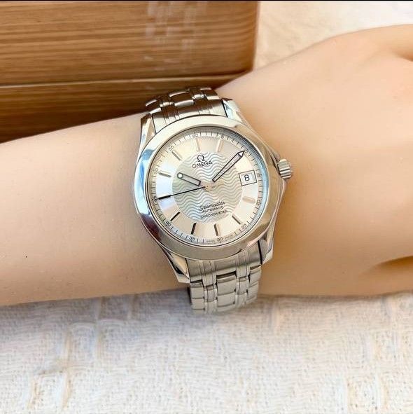 Omega 36mm Silver Round Logo Automatic Mechanical Watch