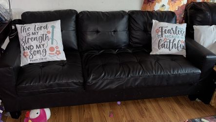 Leather Look Brown Furniture With Lounger & Ottoman