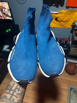 Blue Balenciaga speed trainers