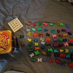 Mint 66 Gogo's Crazy Bones Complete Set + Rust-Free Tin Case & Checklist Card - Never Played With!