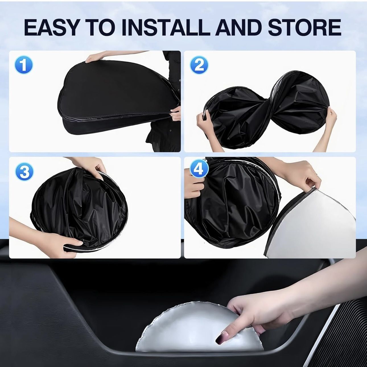5 PC Windshield Sun Shade Kit for 2020-2024 2025 Tesla Model Y