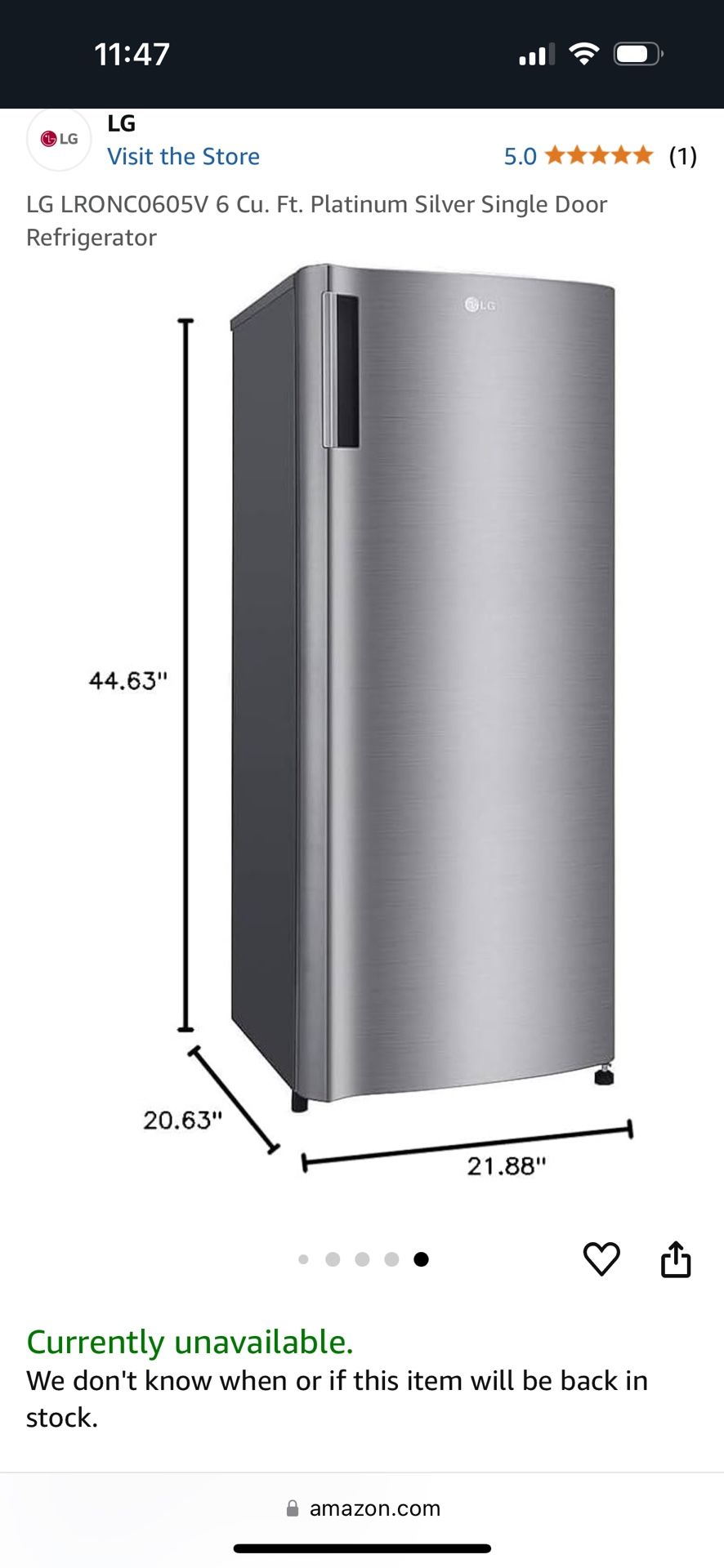 LG 6 Cu Ft Mini Fridge with Freezer -BRAND NEW