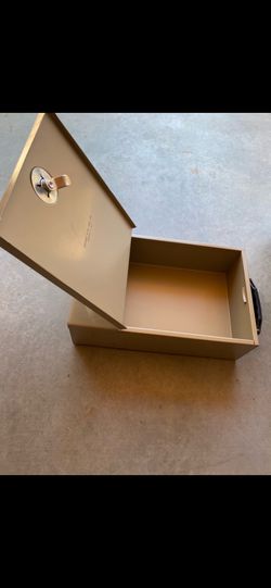 Vintage Metal Brown Fire Proof Safe Lock Box Secure Documents WITH 🔑 KEY