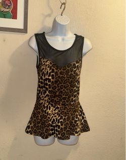Leopard Print Peplum Tank Top