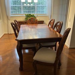 Dining Table Set 6 Chairs (Wood Brown) 