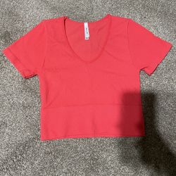 Cropped Red Robbed Shirt