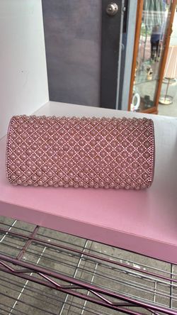 Pink Pearl and Rhinestone Clutch Bag
