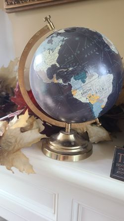 Terrestrial World Globe & Map Nautical Desktop Antique Vtg