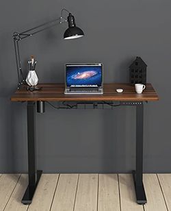SHW 40-Inch Electric Height Adjustable Desk Walnut