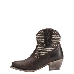 Ariat Meadow Aztec Western Cowgirl brown  Leather Chunky Heel Boots size 6 B