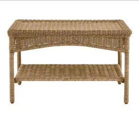 Wicker Outdoor Patio Coffee Table ~NEW~ Rosemont Light Brown Rectangular Steel Wicker~Hampton Bay