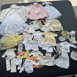 Lot Of Vintage Barbie / Ken Clothing Wedding Dress Linen Outfits Poodle Skirt & More!