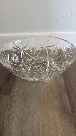 Clear Cut Glass Serving Bowl