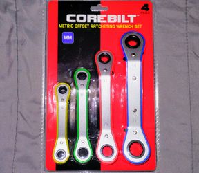 New Corebilt 4-Piece Metric Offset Ratcheting Wrench Set