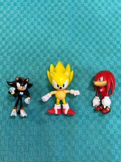 Sonic Shadow, Super Sonic, and Knuckles Action Figures 2 - 2.5”