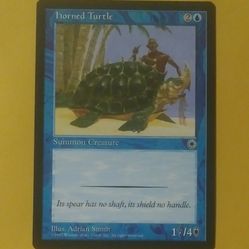 1997 MTG Horned Turtle Summon Creature Adrian Smith Magic The Gathering Card Game Wizards Of The Coast Collectible Vintage